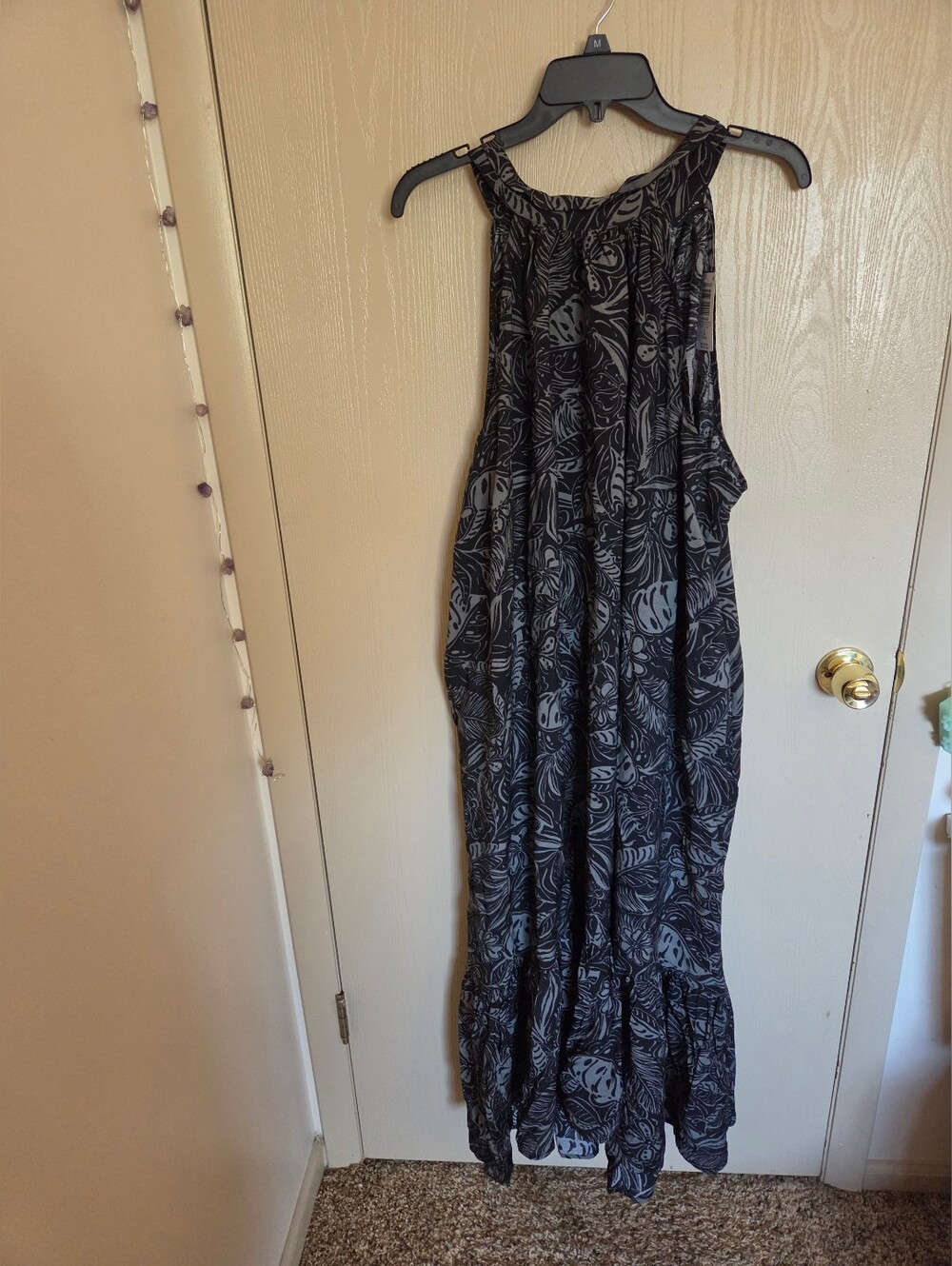 Torrid Midi High-Neck Tie-Back Dress Lolly tropical deep black NWT size 3xl
